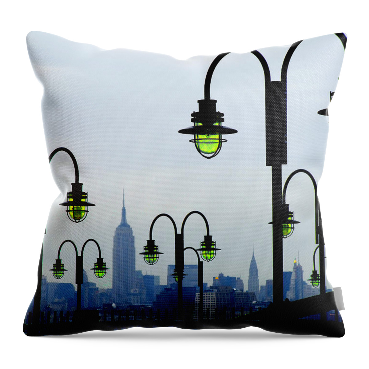 Tranquility Throw Pillow featuring the photograph New York City Skyline by Robin Keefe