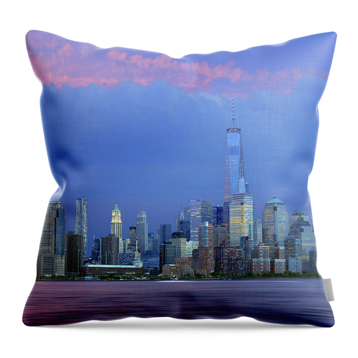 New York City Skyline Throw Pillow featuring the photograph New York Skyline by Stamp City