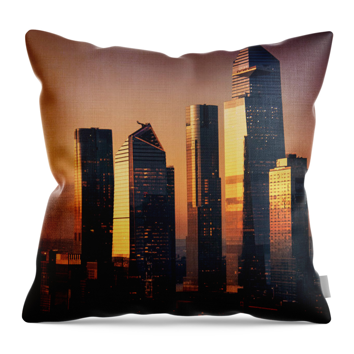 Photography Throw Pillow featuring the digital art New York Sunset by Terry Davis