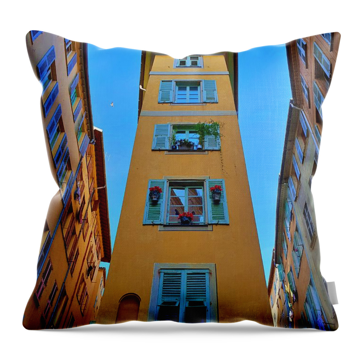 Architecture Throw Pillow featuring the photograph Nice Old Town Angles by Andrea Whitaker