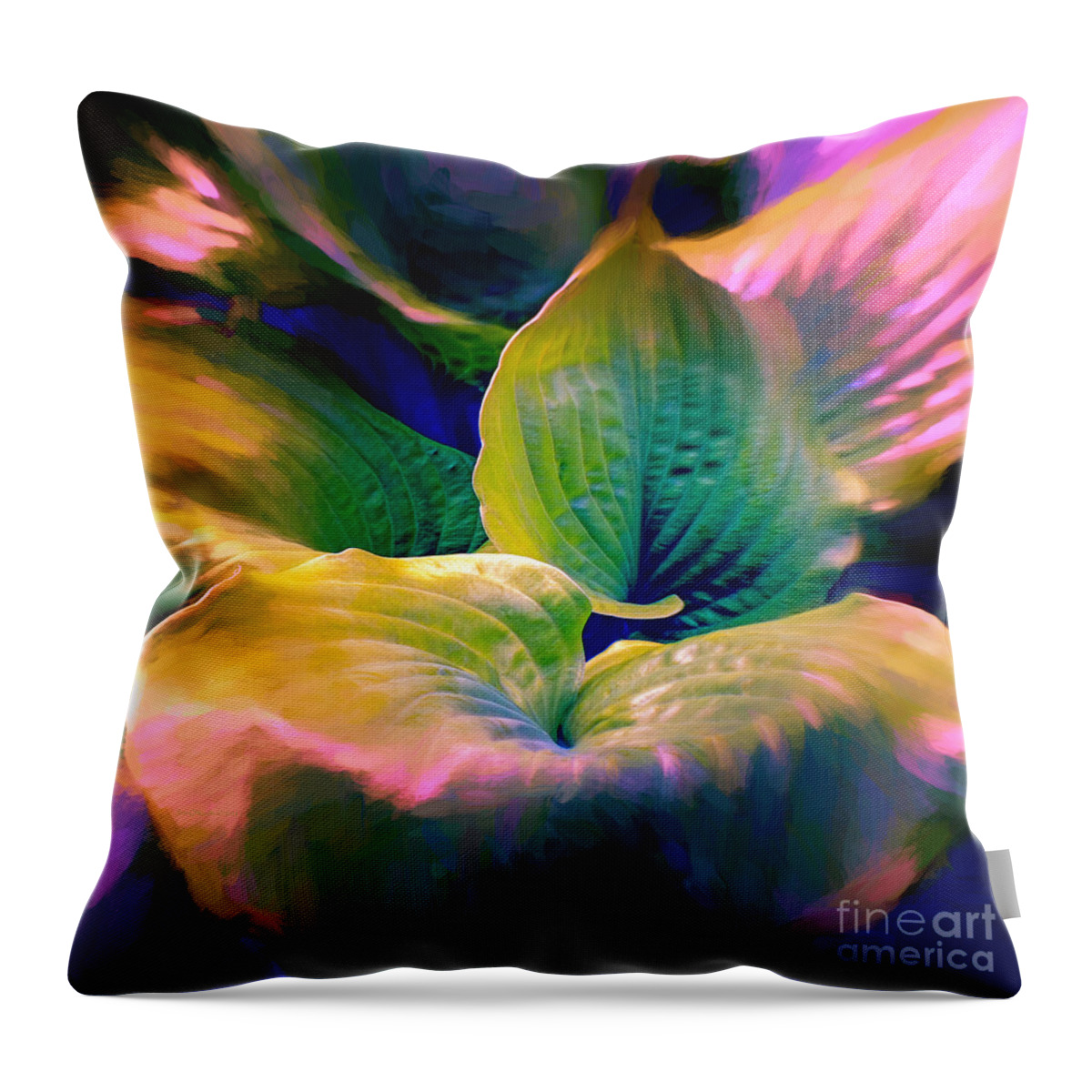 Hosta Throw Pillow featuring the digital art Night Abyss by Jean OKeeffe Macro Abundance Art