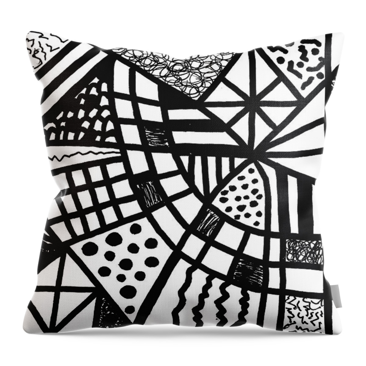 Original Drawing Throw Pillow featuring the drawing Night And Day 13 by Susan Schanerman