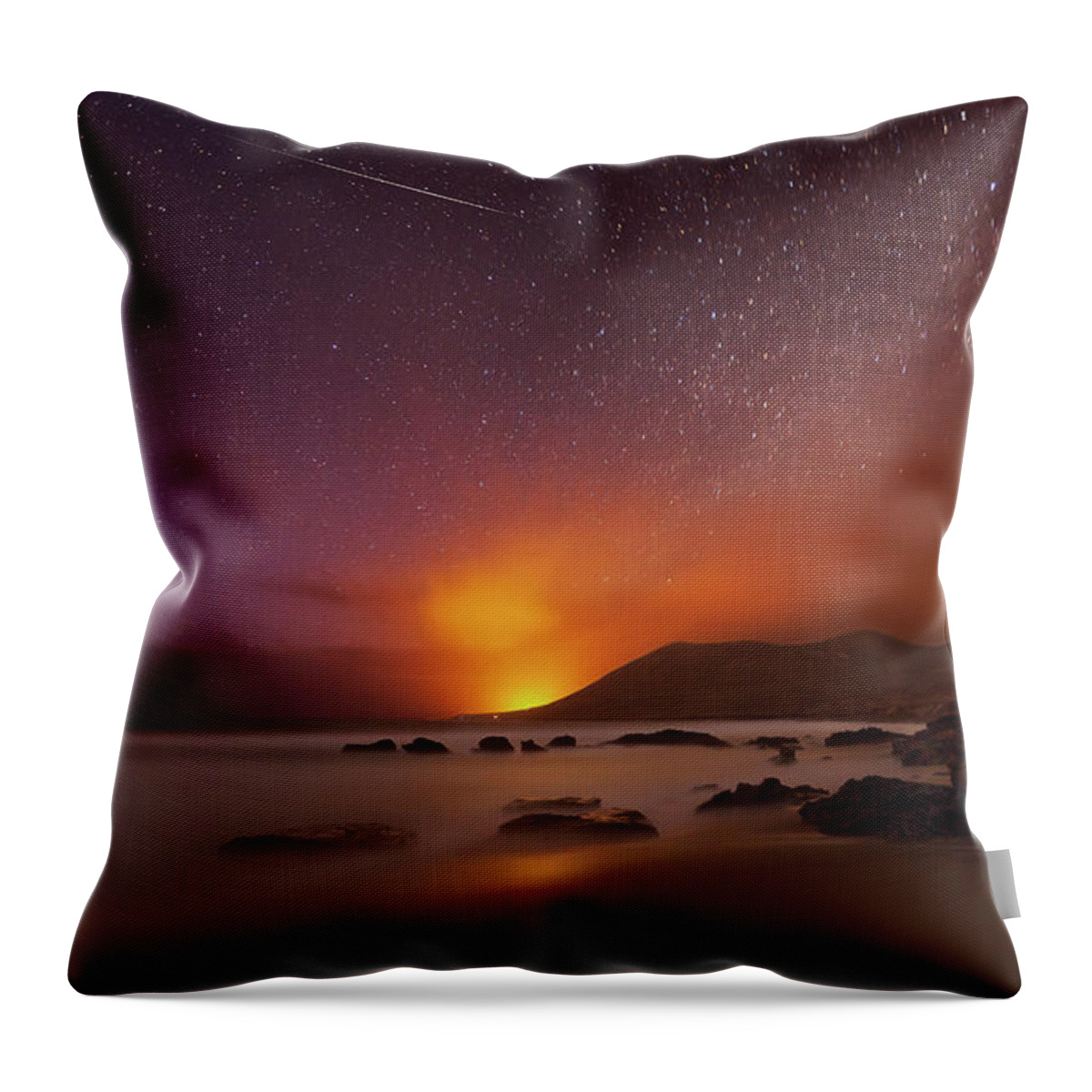 Scenics Throw Pillow featuring the photograph Night At Fuerteventura Beach Tab by Martin Zalba