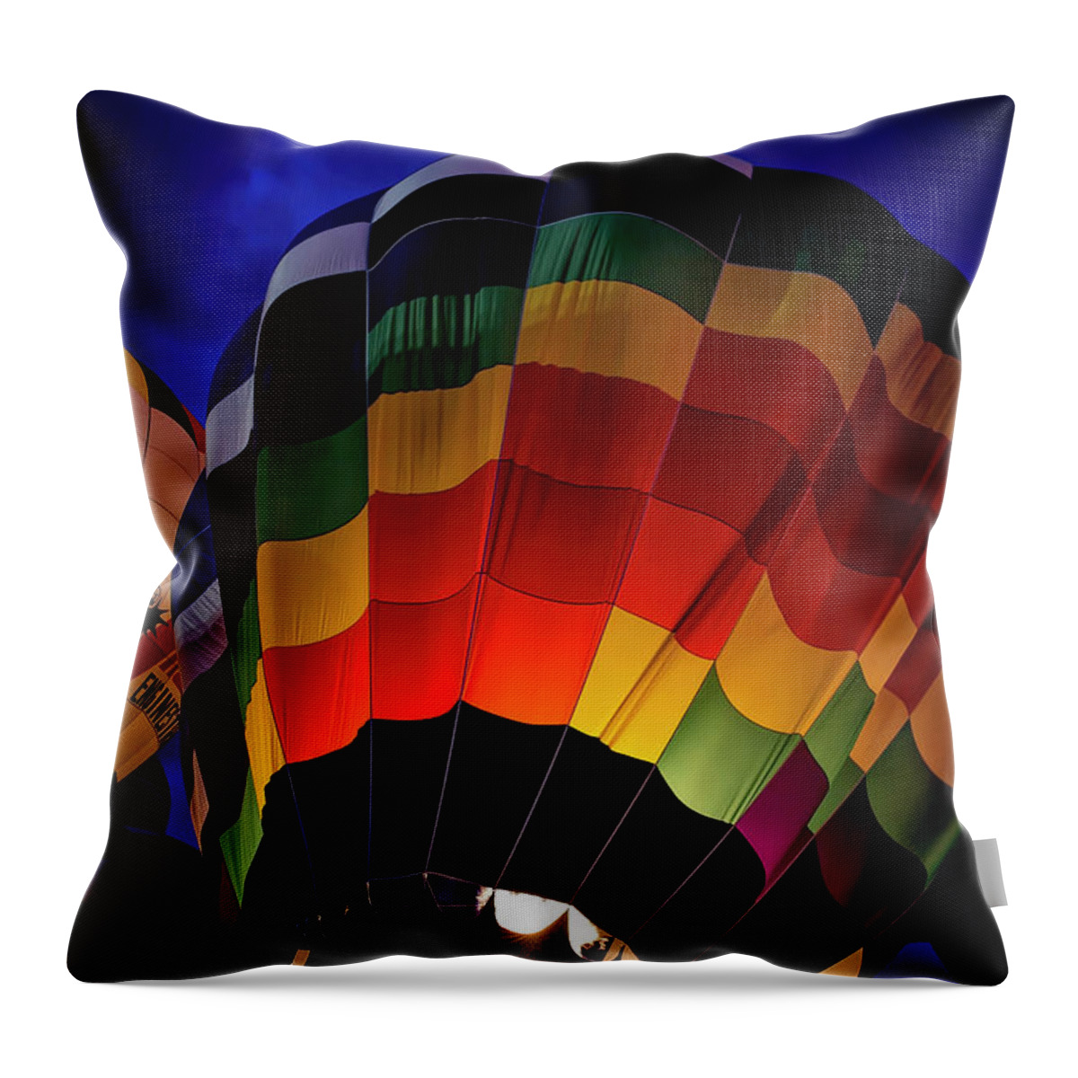 Hot Air Balloon Throw Pillow featuring the photograph Night Glow by Deborah Penland