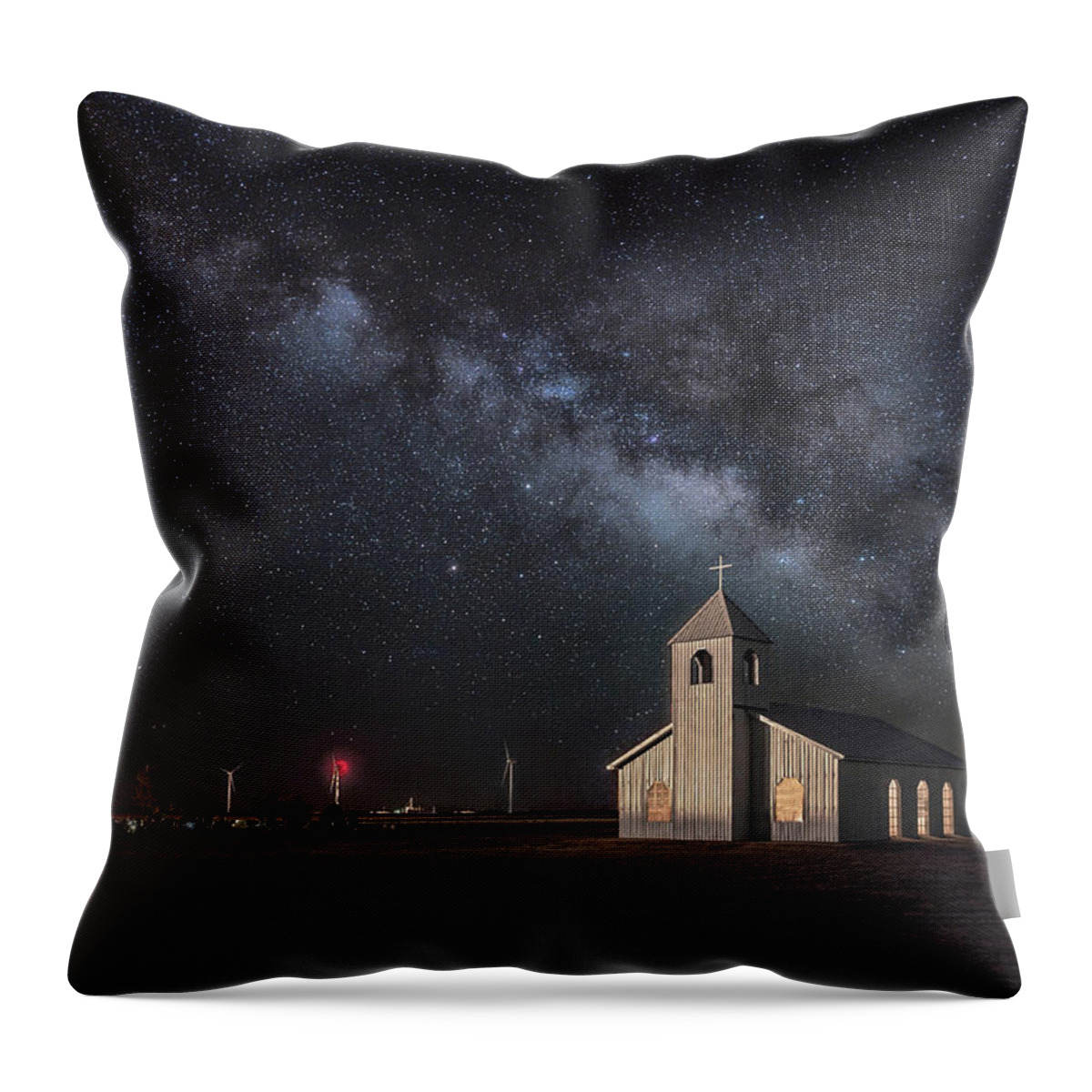 Milky Way Throw Pillow featuring the photograph Nighttime at The Chapel by James Clinich