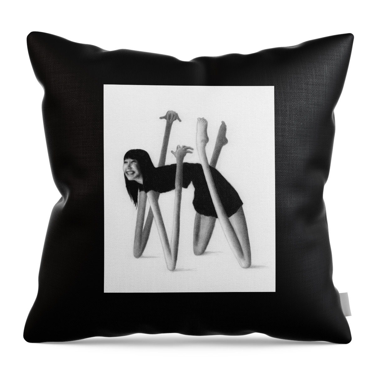 Horror Throw Pillow featuring the drawing Nighttime Greeter - Artwork by Ryan Nieves