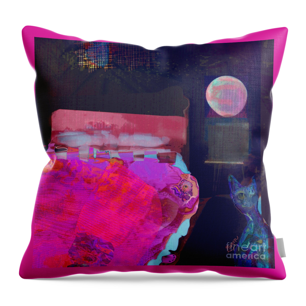 Square Throw Pillow featuring the mixed media Nighty Night by Zsanan Studio