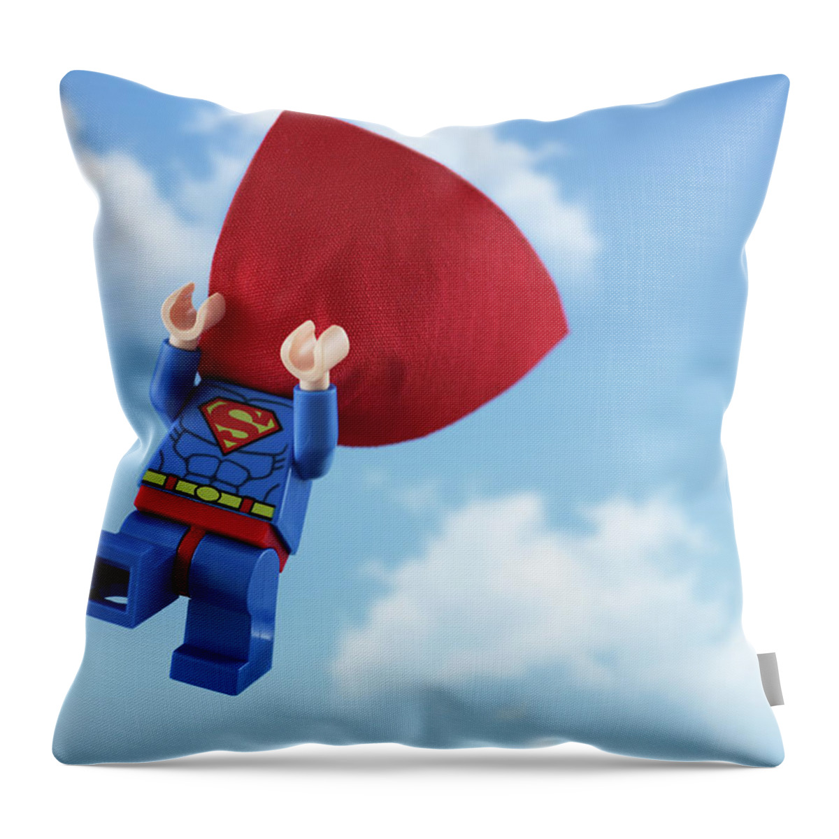 Lego Throw Pillow featuring the photograph No Capes by James Garcia