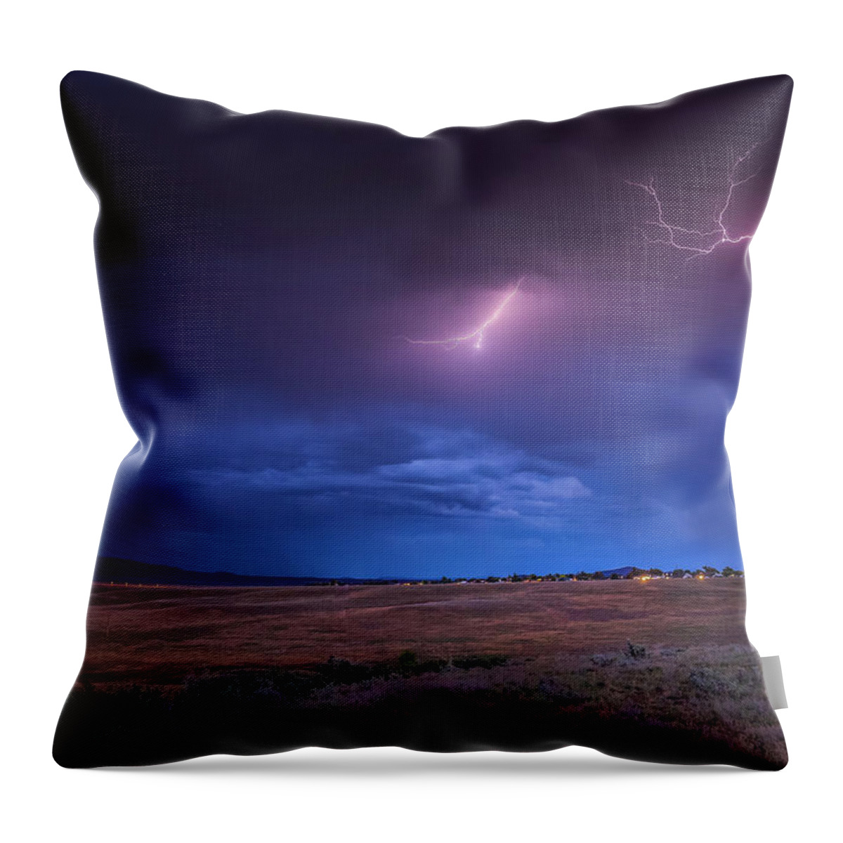 Lightning Throw Pillow featuring the photograph No Contact by Aaron Burrows