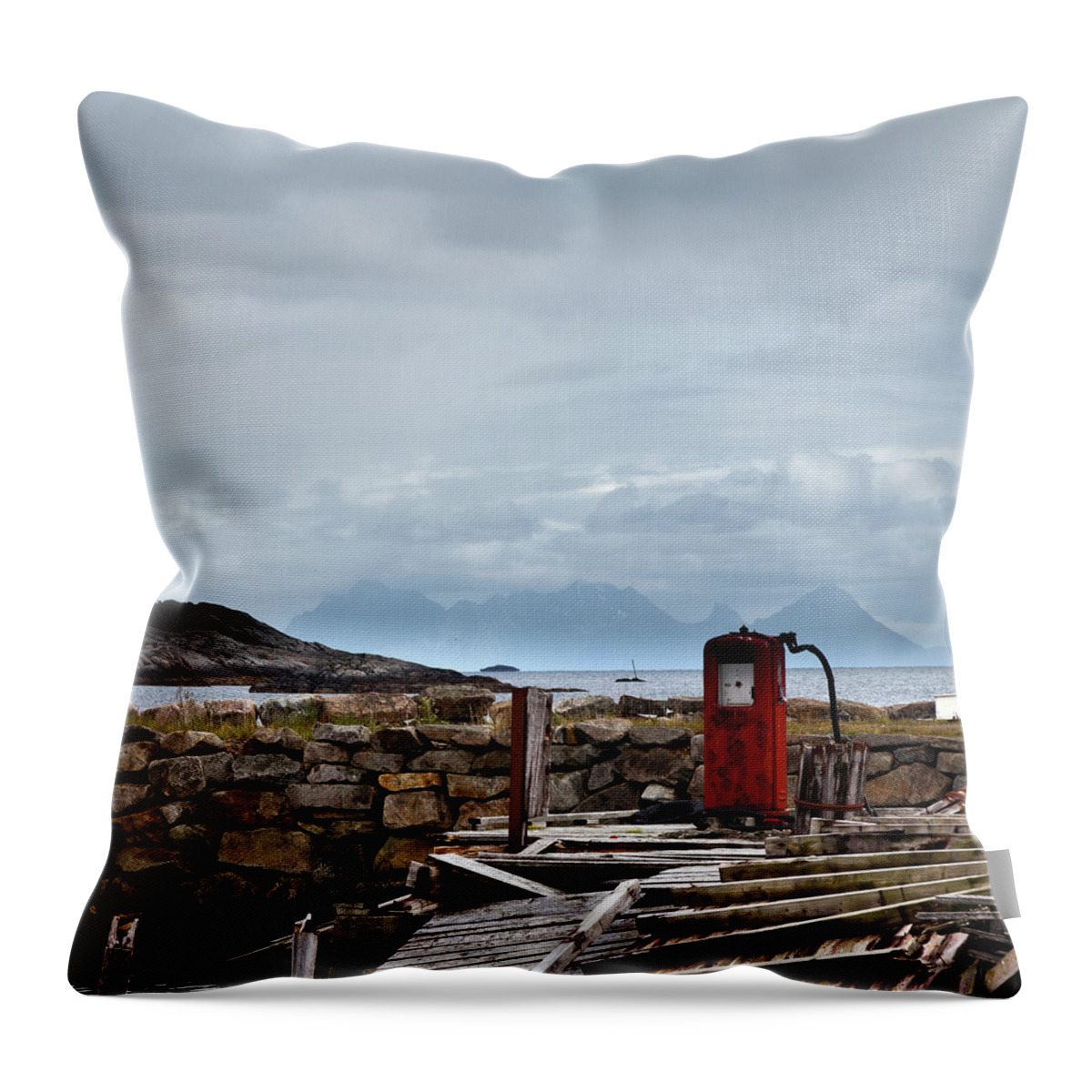 Damaged Throw Pillow featuring the photograph No Gas by Svein Nordrum