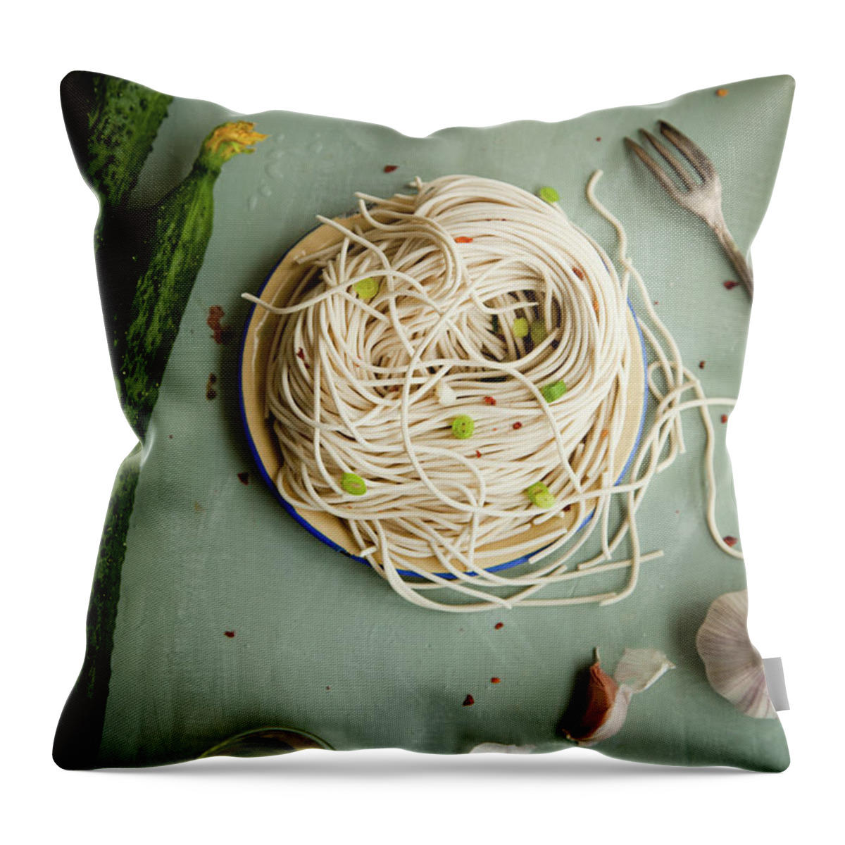 Chinese Culture Throw Pillow featuring the photograph Noodles by Feryersan