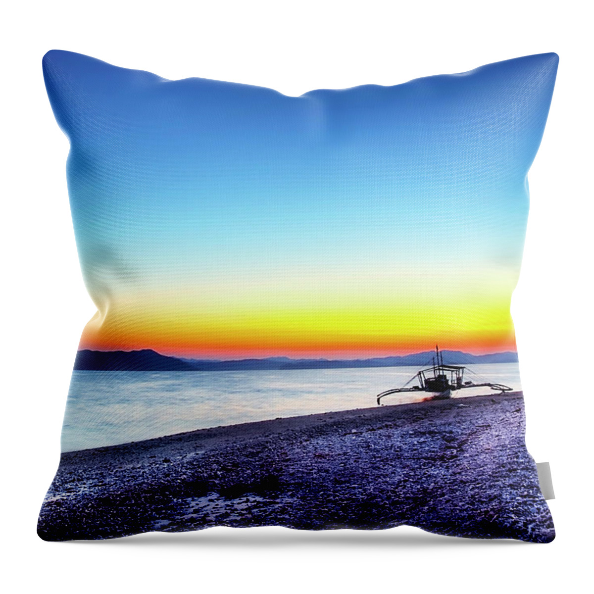 Water's Edge Throw Pillow featuring the photograph North Cay Island, Palawan, Philippines by Tomasito!