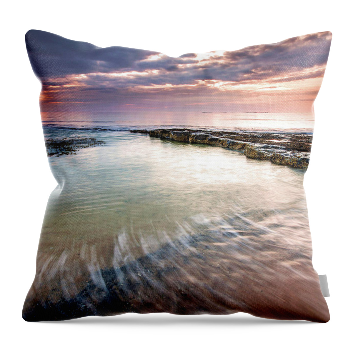 Tranquility Throw Pillow featuring the photograph North Sea Sunrise by Paul Bullen
