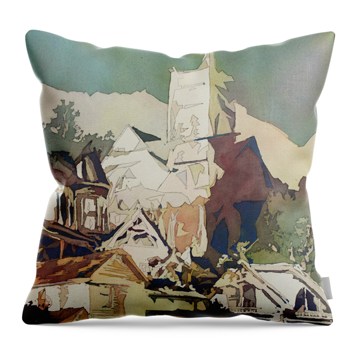 Victorian Throw Pillow featuring the painting Northwest by Victorian by Jenny Armitage