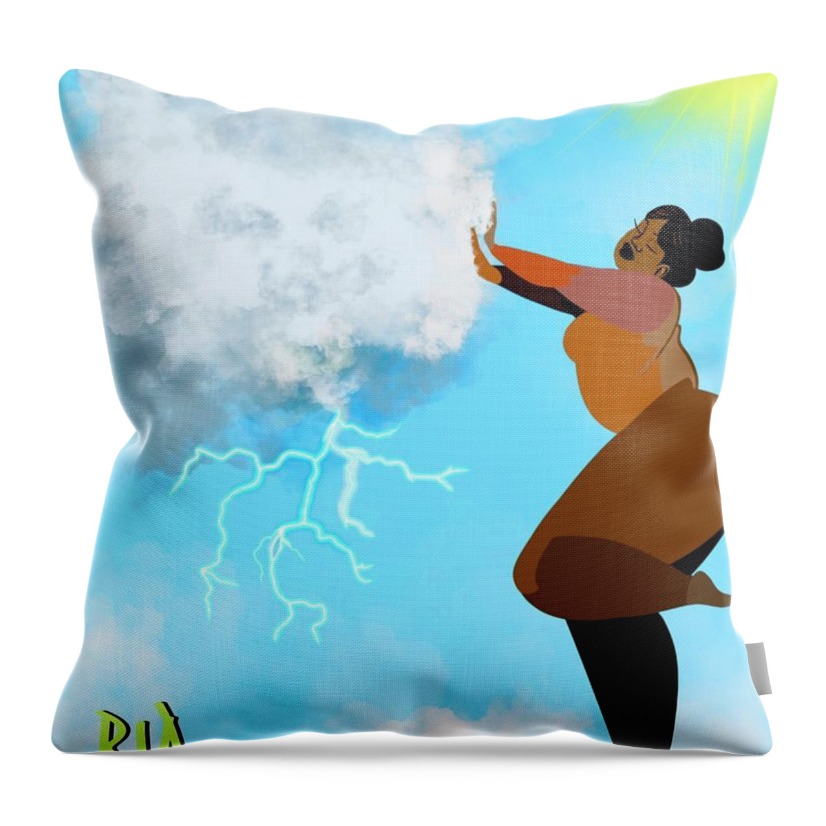 Thick Throw Pillow featuring the digital art Not Today by Artist RiA