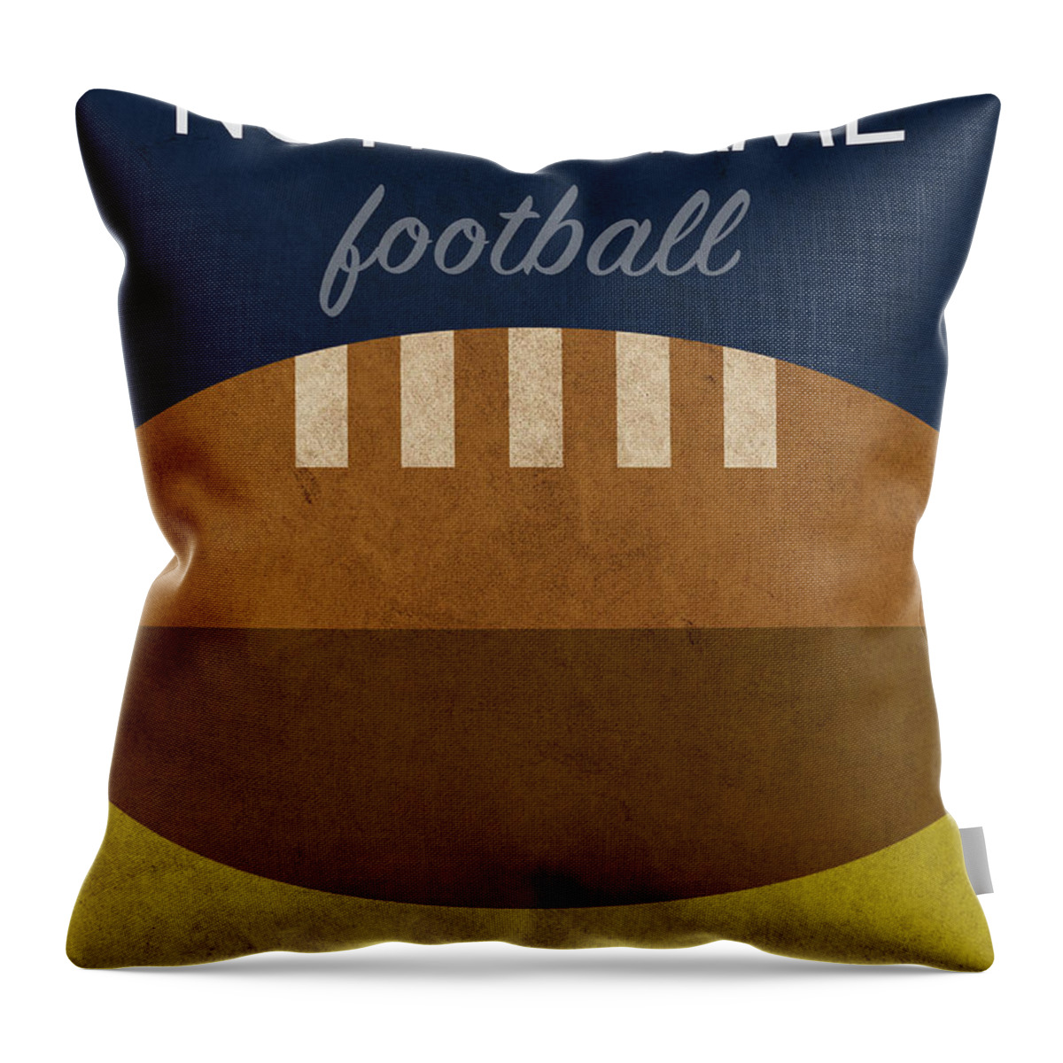 Notre Dame Throw Pillow featuring the mixed media Notre Dame Football Minimalist Retro Sports Poster Series 005 by Design Turnpike