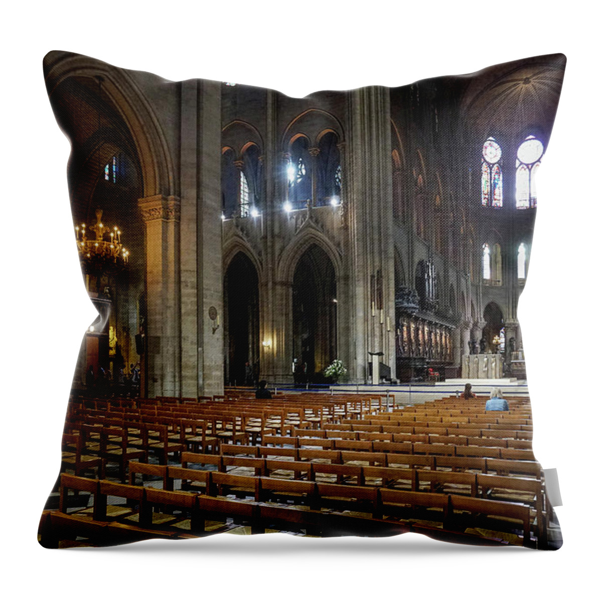 Notre Dame Throw Pillow featuring the photograph Notre-Dame by Jim Mathis