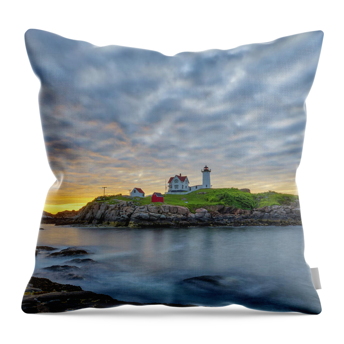 Cape Neddick Light Throw Pillow featuring the photograph Nubble Lighthouse by Juergen Roth