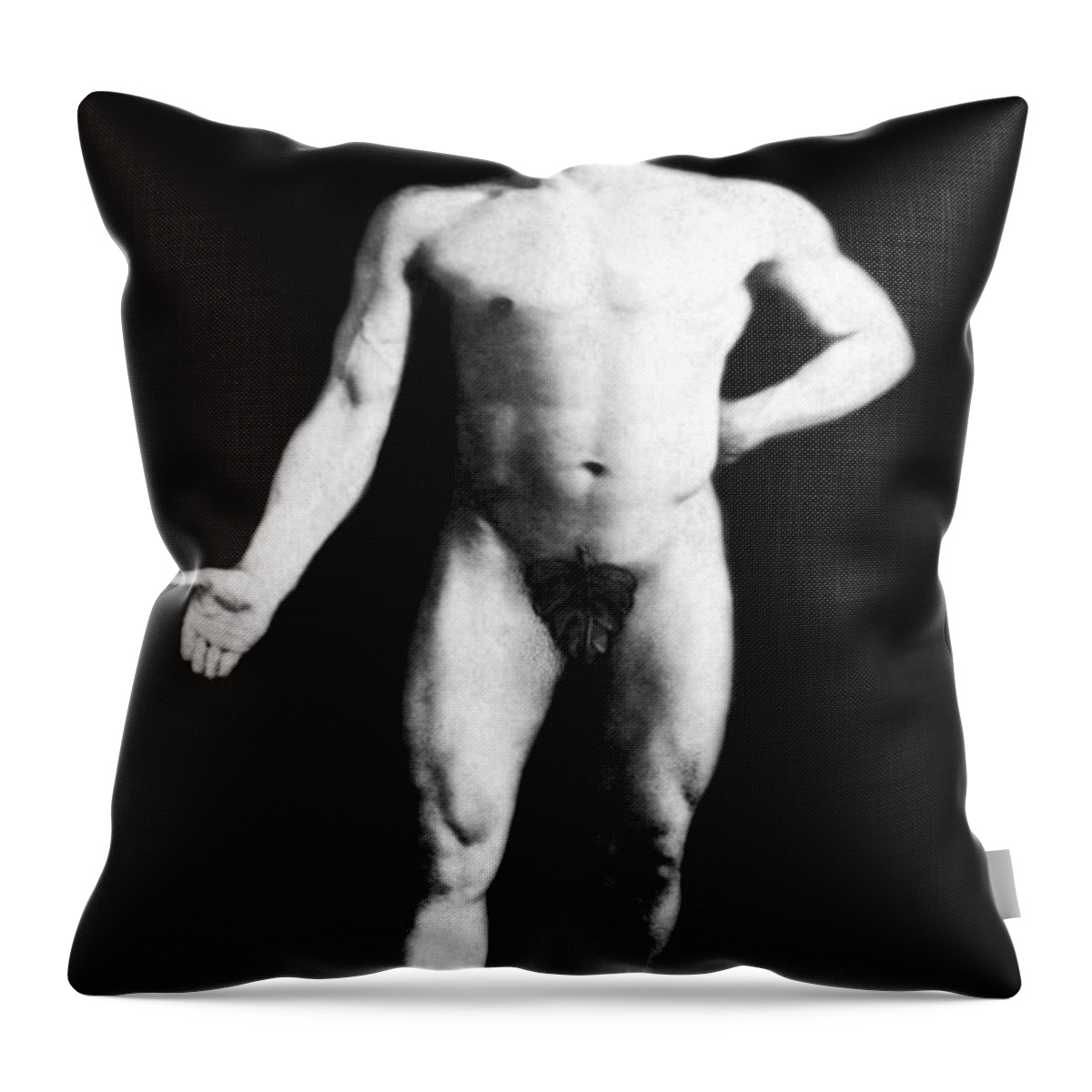 Body Throw Pillow featuring the painting Nude Bodybuilder by Unknown