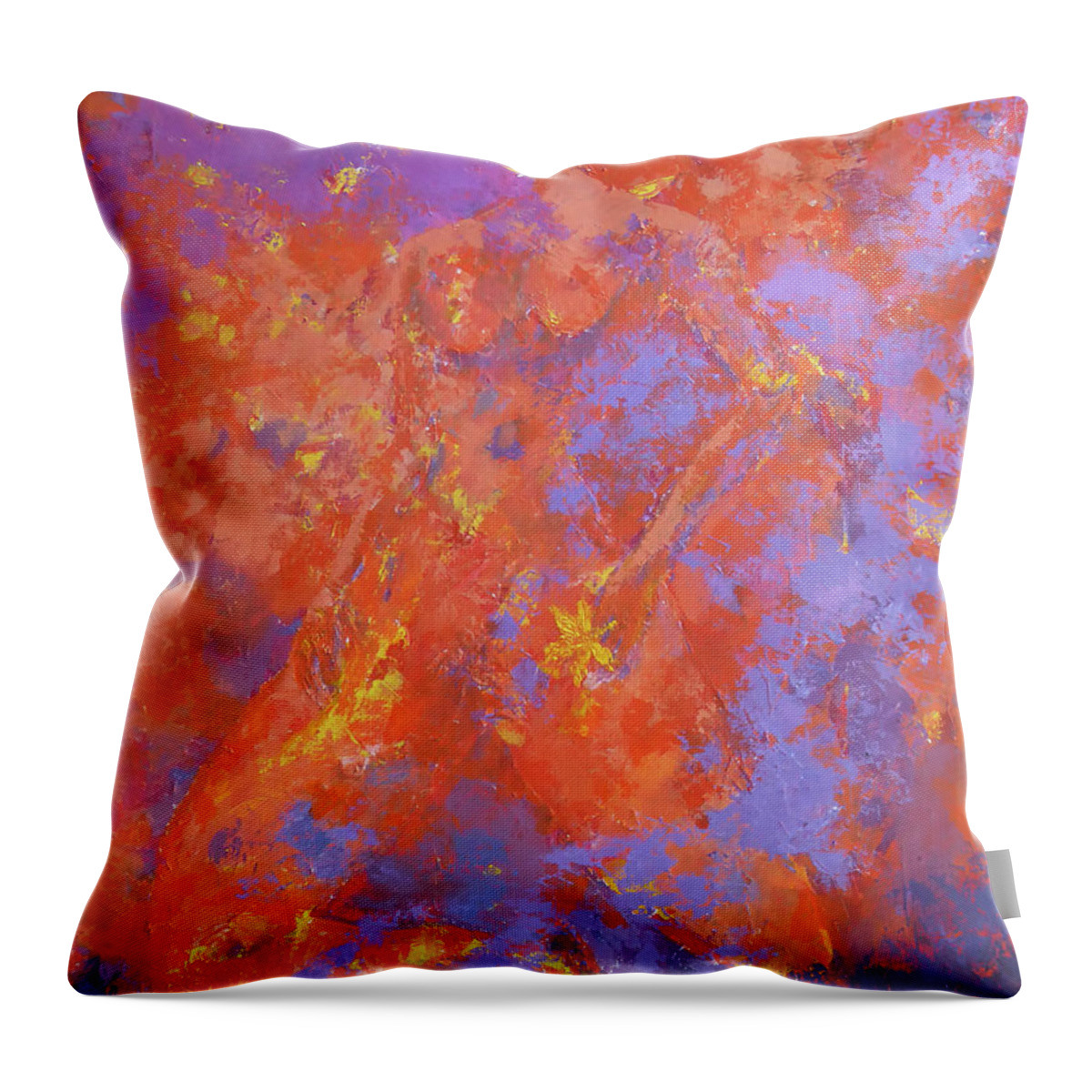 Nude Throw Pillow featuring the painting Nude Woman with Flowers by Alex Mortensen