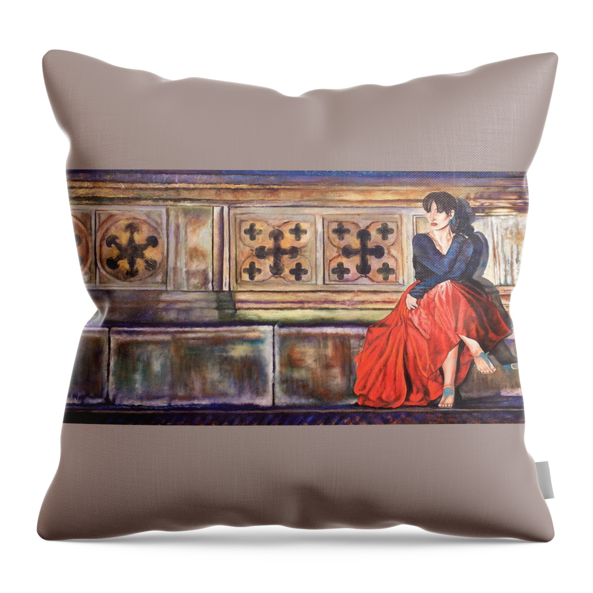 Ny. New York Throw Pillow featuring the painting NY State of Mind by Valerie Moker