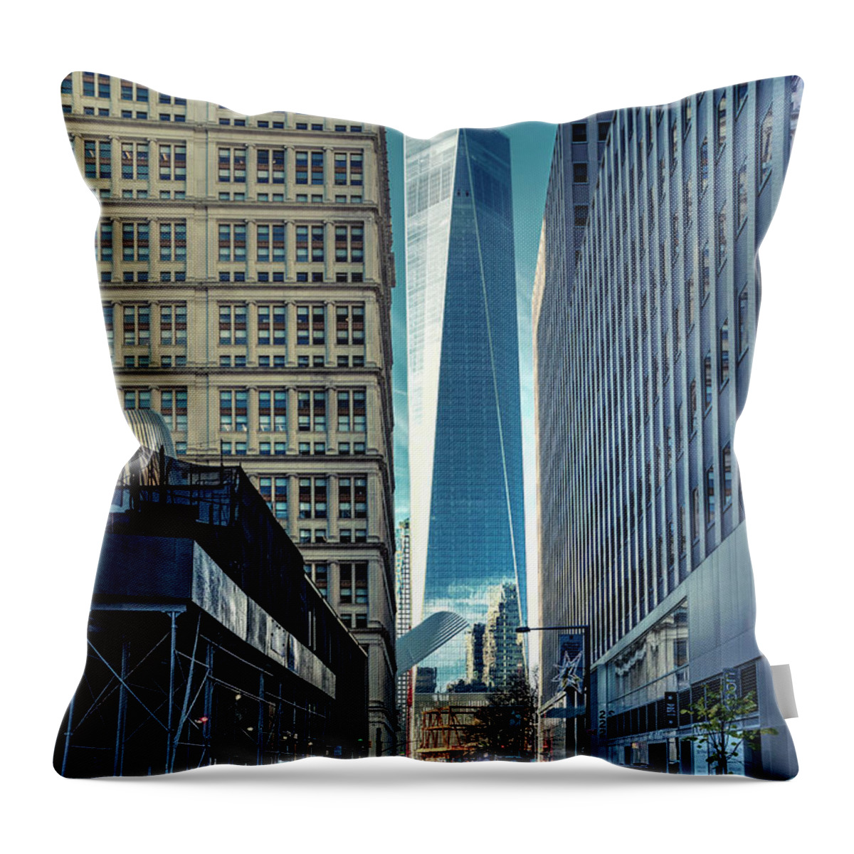 Estock Throw Pillow featuring the digital art Nyc, Manhattan, One World Trade Center, Freedom Tower by Lumiere