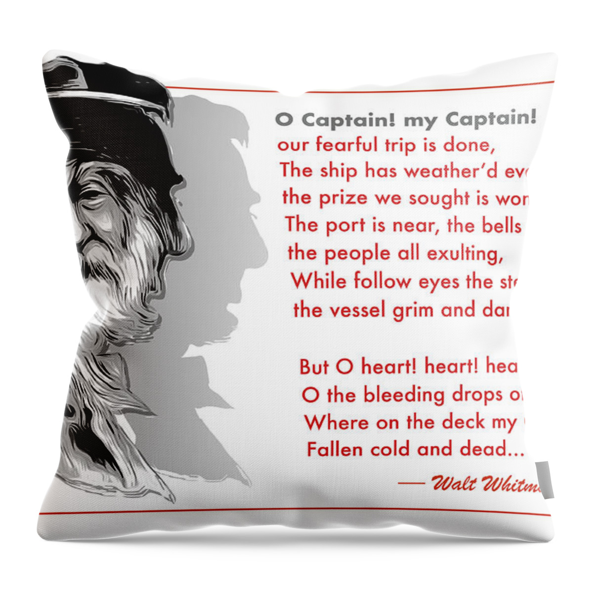 Lincoln Throw Pillow featuring the mixed media O Captain My Captain by Greg Joens
