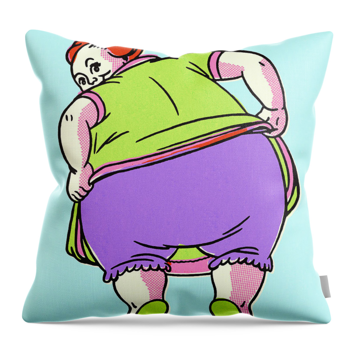 Adult Throw Pillow featuring the drawing Obese Woman Showing Her Rear End by CSA Images