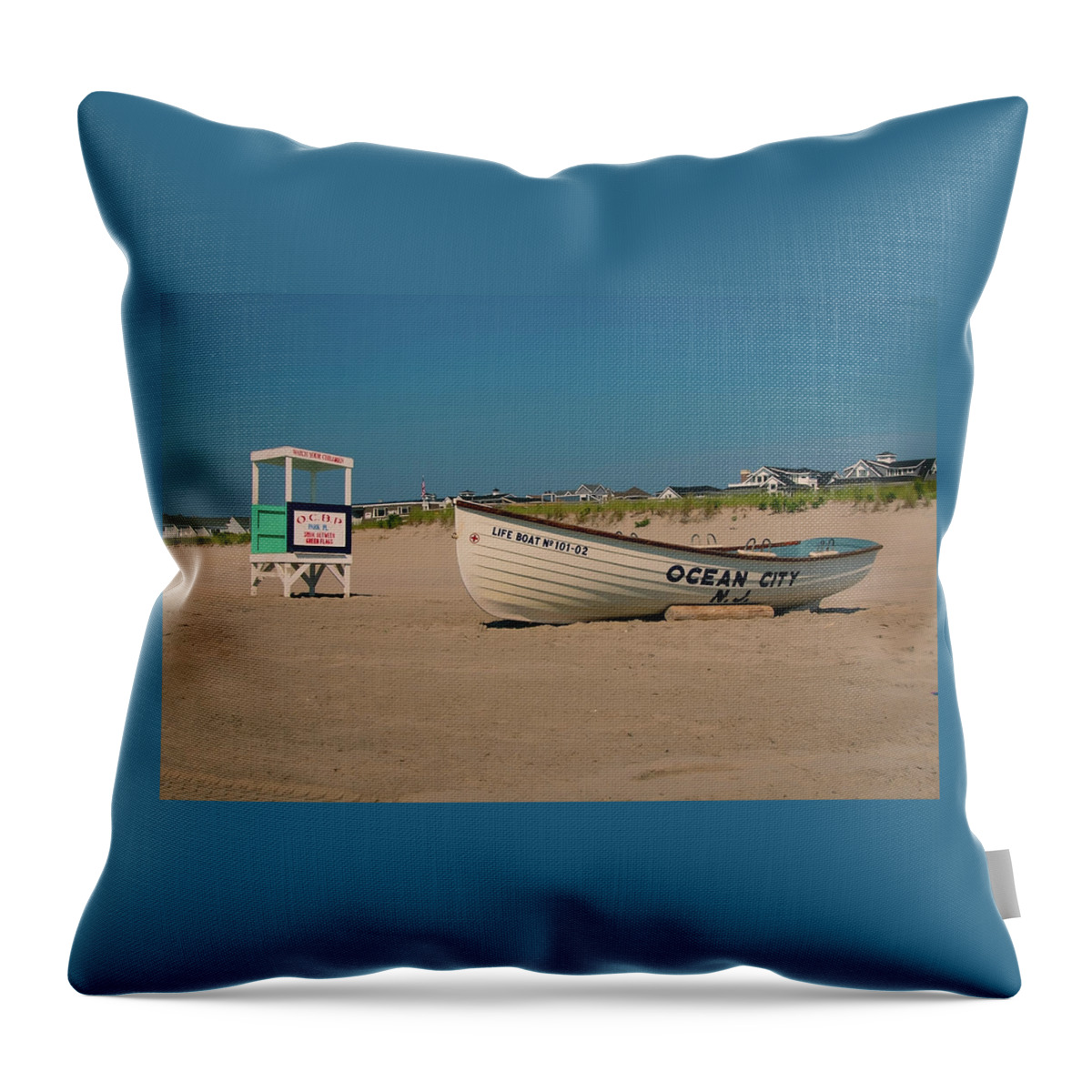 Ocean City Throw Pillow featuring the photograph Ocean City Park Place Beach by Kristia Adams