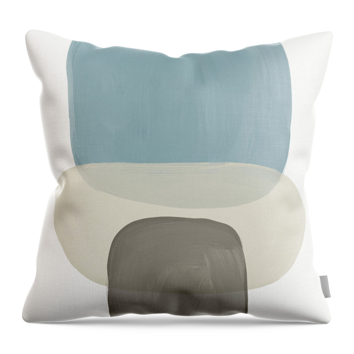 Beach Throw Pillow featuring the painting Ocean Stones 1- Modern Art by Linda Woods by Linda Woods