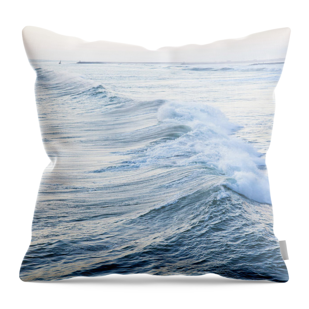 Surfer Throw Pillow featuring the photograph Oceanside California Big Wave Surfing 62 by Catherine Walters