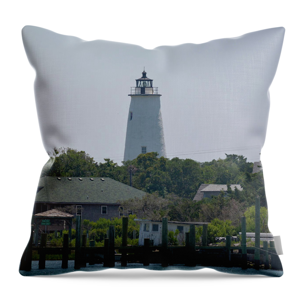 Ocracoke Island Lighthouse Throw Pillow featuring the photograph Ocracoke Island Lighthouse by Jimmie Bartlett