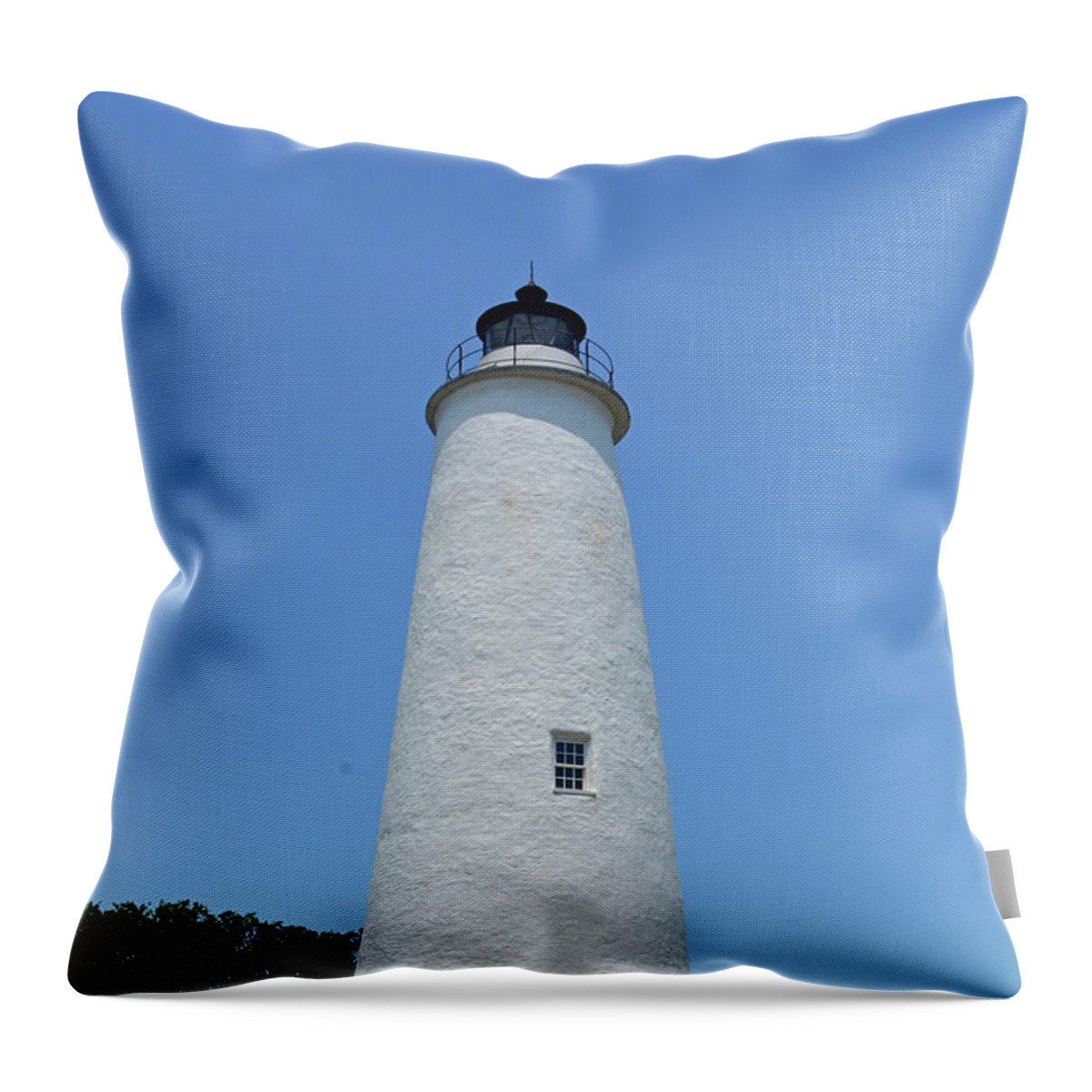 Ocracoke Lighthouse Throw Pillow featuring the photograph Ocracoke Lighthouse by Jimmie Bartlett