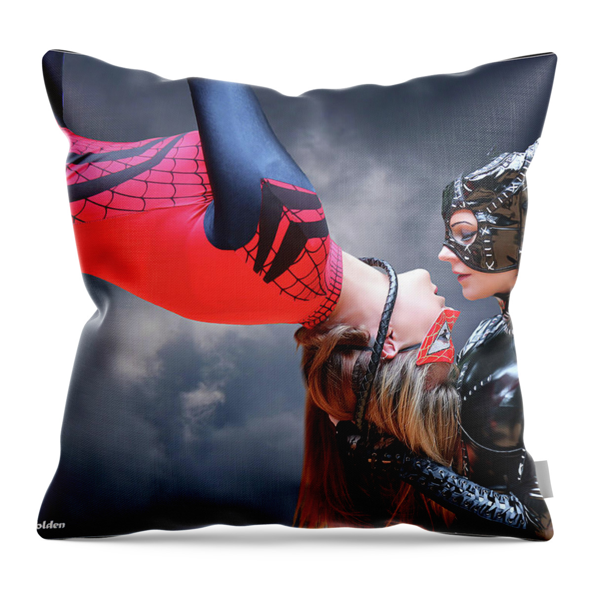 Cat Throw Pillow featuring the photograph Of Spiders And Cats by Jon Volden