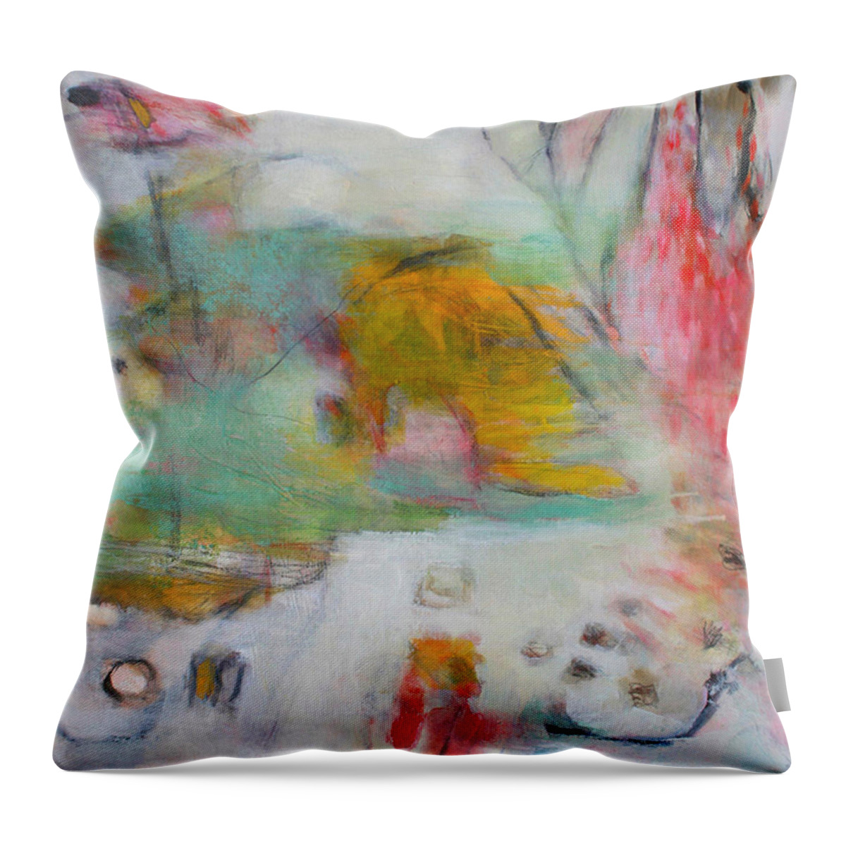Abstract Throw Pillow featuring the painting Off the Grid by Janet Zoya