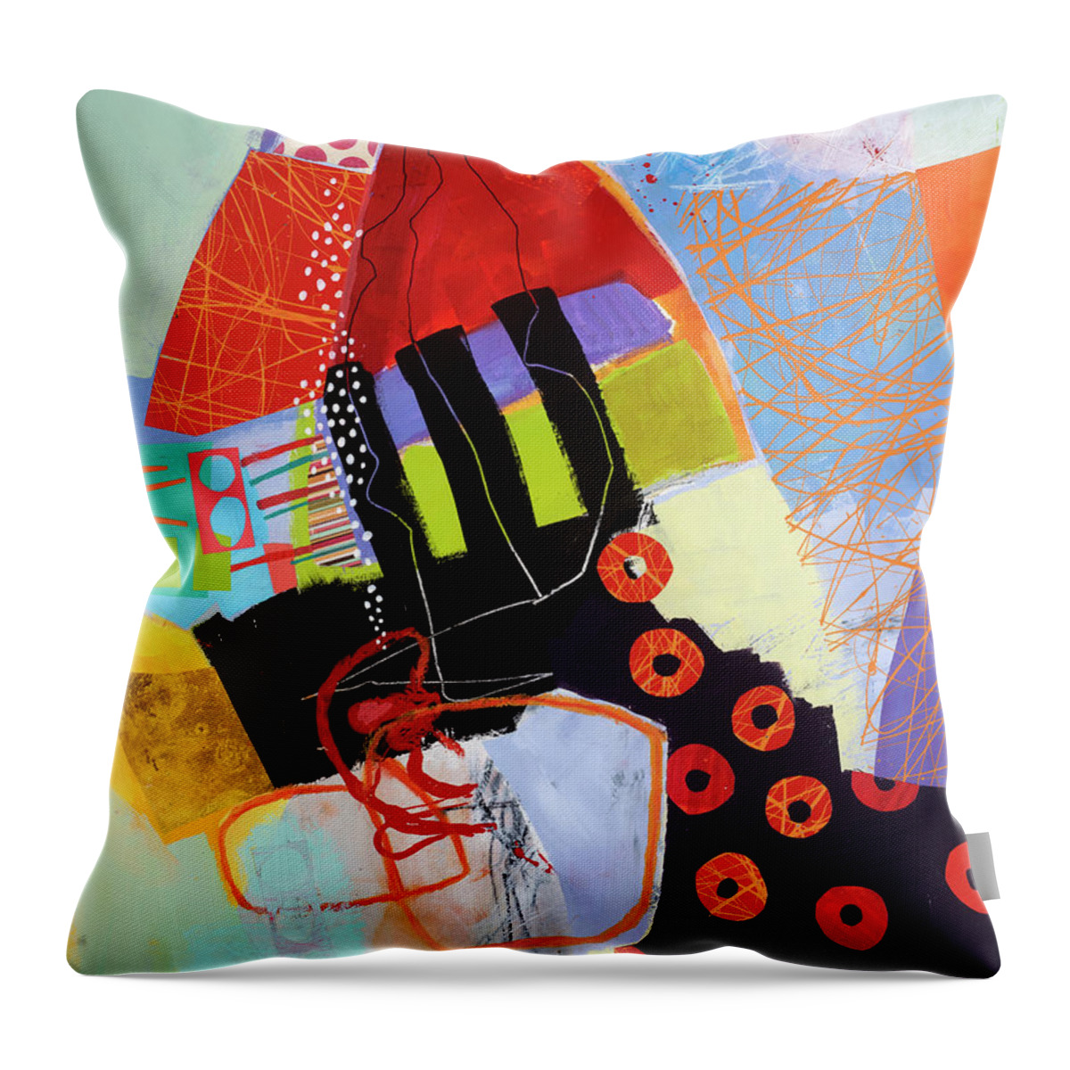 Abstract Art Throw Pillow featuring the painting Off the Rails by Jane Davies