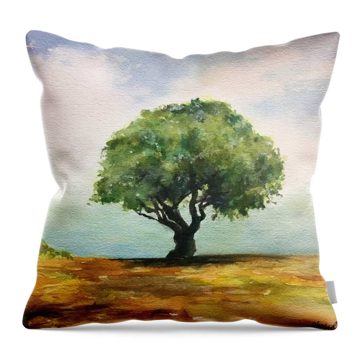 Tree Throw Pillow featuring the painting Off the Road to Hana by Cheryl Wallace