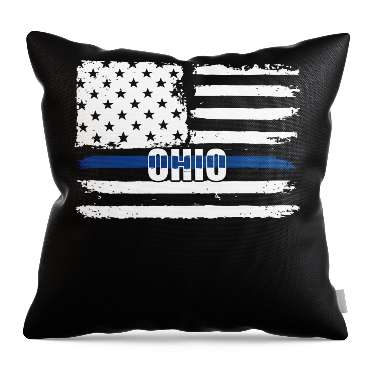 State Throw Pillow featuring the digital art OH Ohio State Police Gift for Policeman Cop or State Trooper Thin Blue Line by Martin Hicks