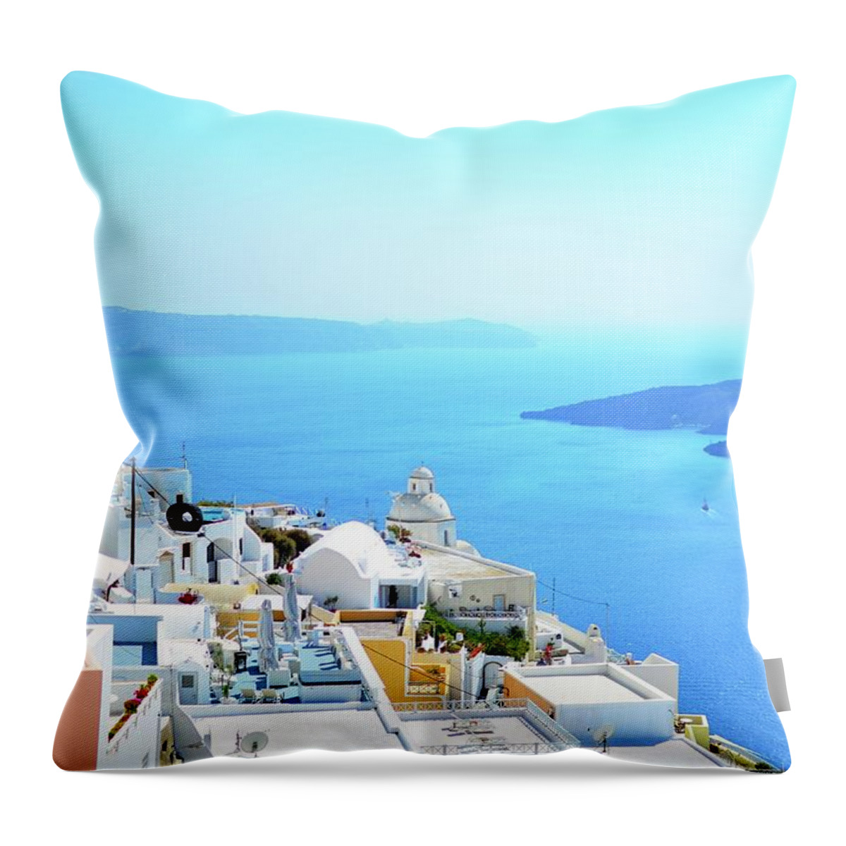 Tranquility Throw Pillow featuring the photograph Oia Village by Bharat