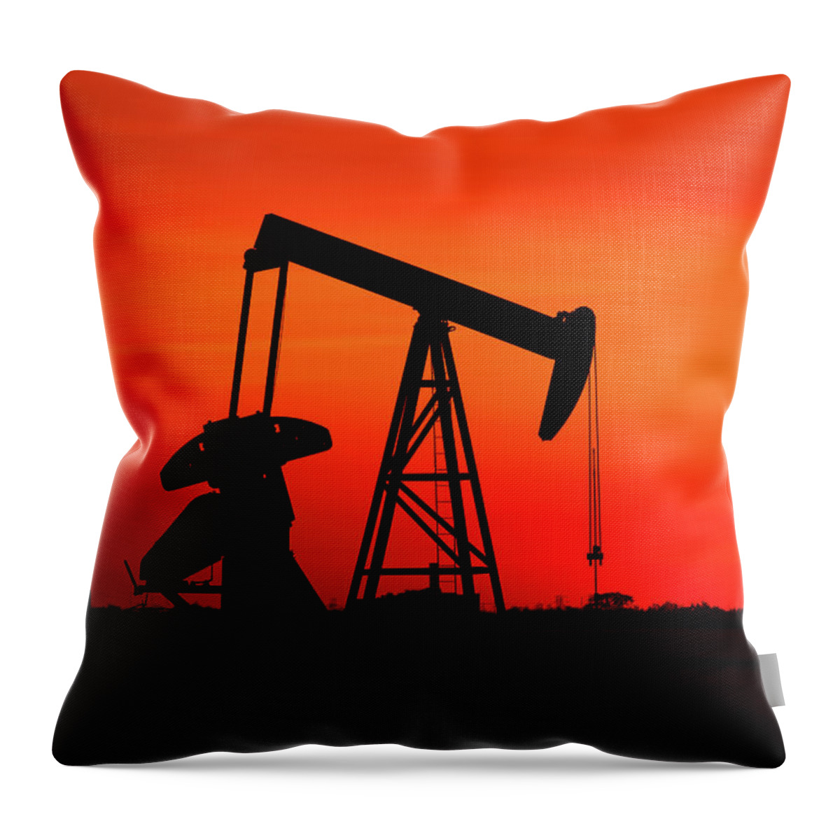 Scenics Throw Pillow featuring the photograph Oil Well In West Texas During Sunset by Brandonj74