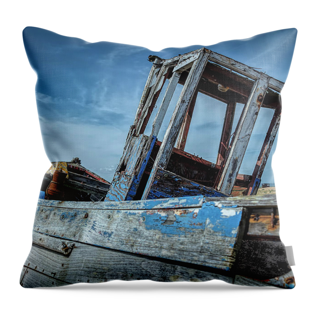 Dungeness Throw Pillow featuring the photograph Old Abandoned Boat by Rick Deacon