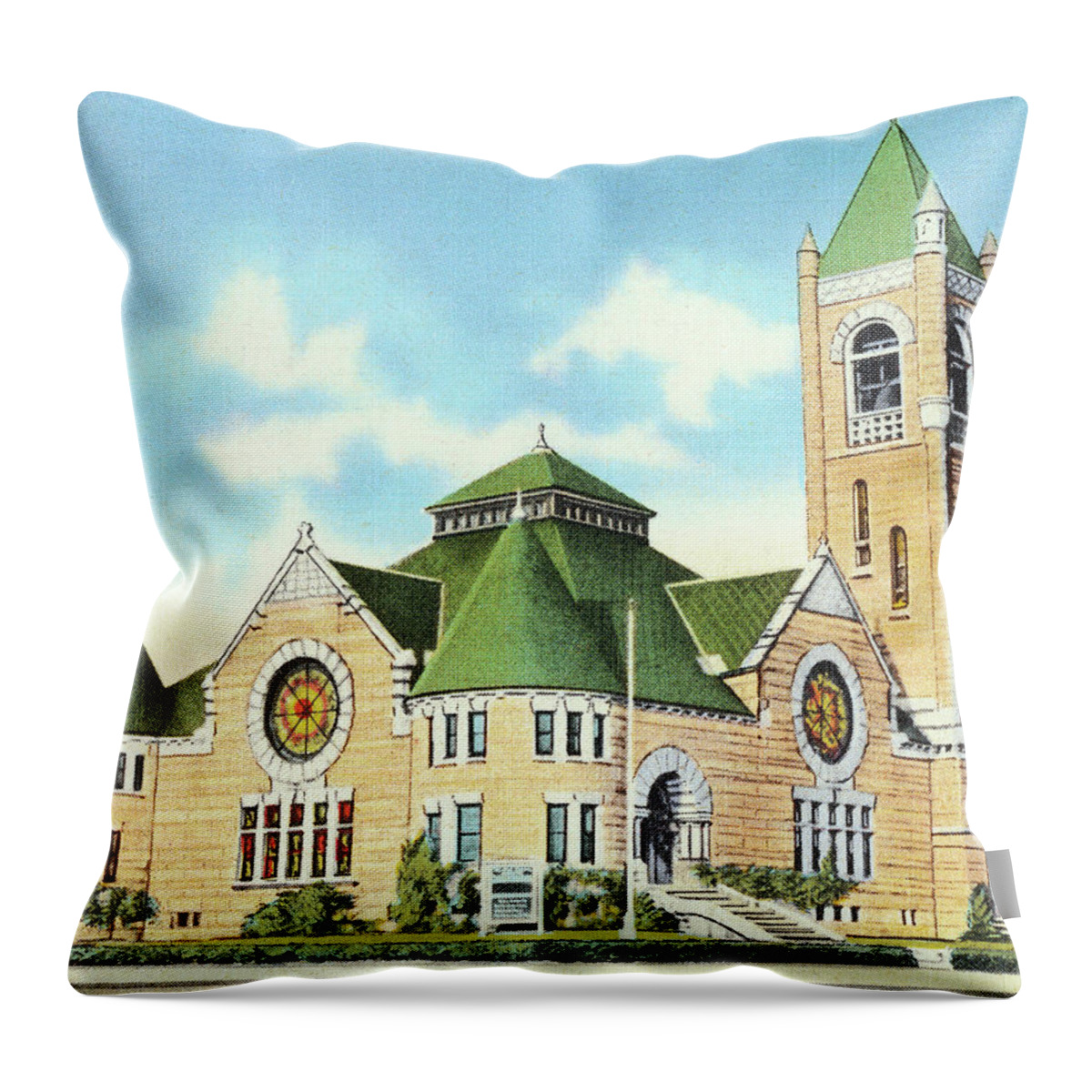 Architecture Throw Pillow featuring the drawing Old City Church by CSA Images