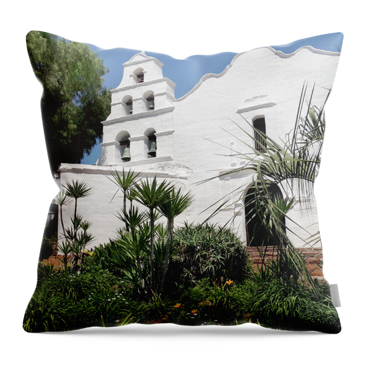 Old Throw Pillow featuring the photograph Old Mission San Diego by Gordon Beck