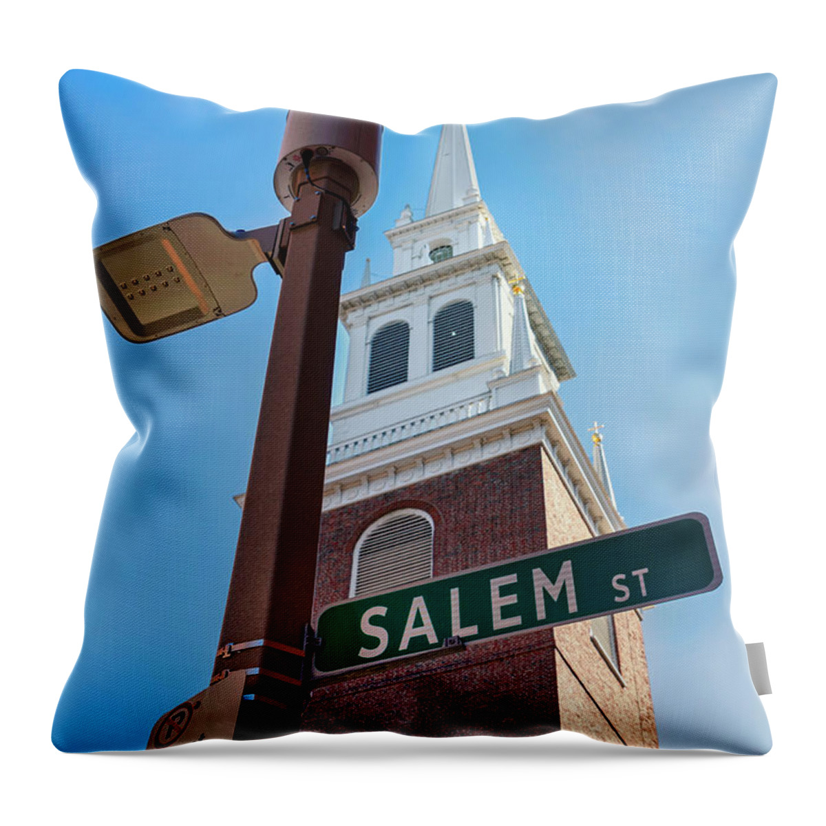 Estock Throw Pillow featuring the digital art Old North Church, Boston, Ma by Laura Zeid