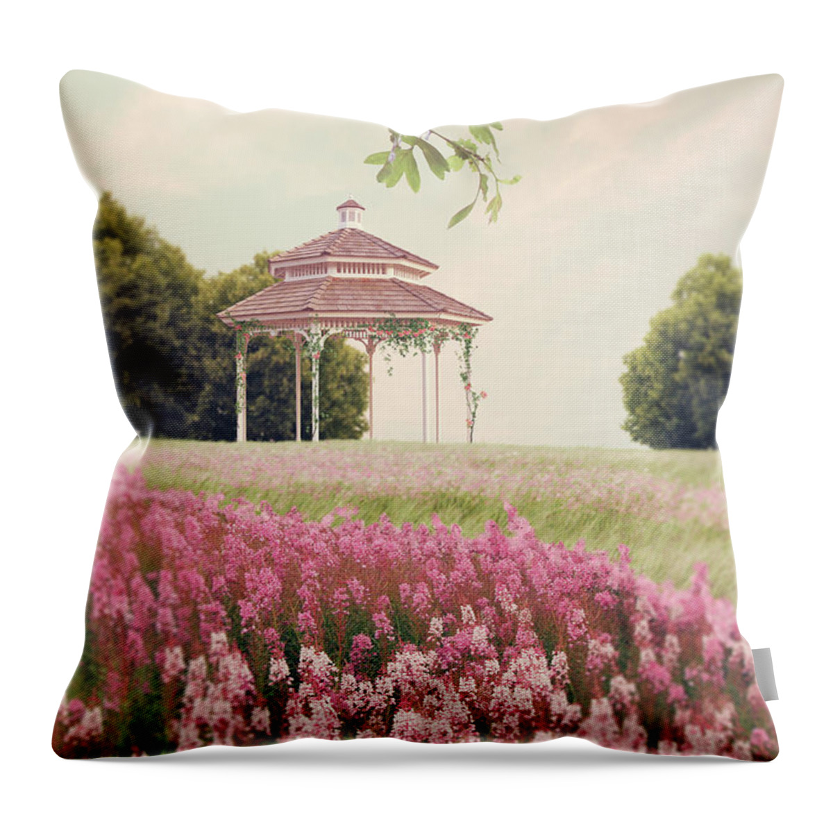 Beautiful Throw Pillow featuring the photograph Old Pergola In Beautiful Floral Grounds by Ethiriel Photography