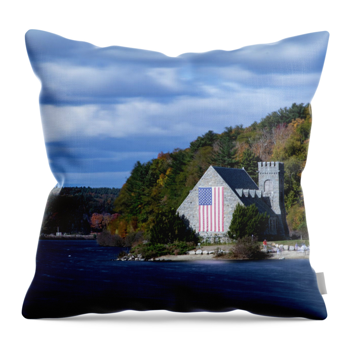 Old Stone Church Throw Pillow featuring the photograph Old Stone Church in West Boylston by Jeff Folger