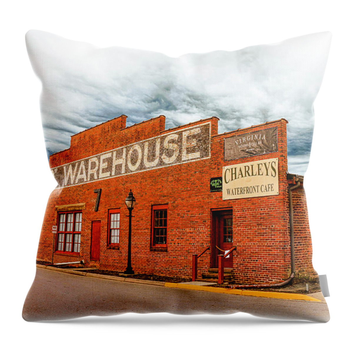 Old Warehouse Throw Pillow featuring the photograph Old Warehouse In Farmville Virginia by Ola Allen