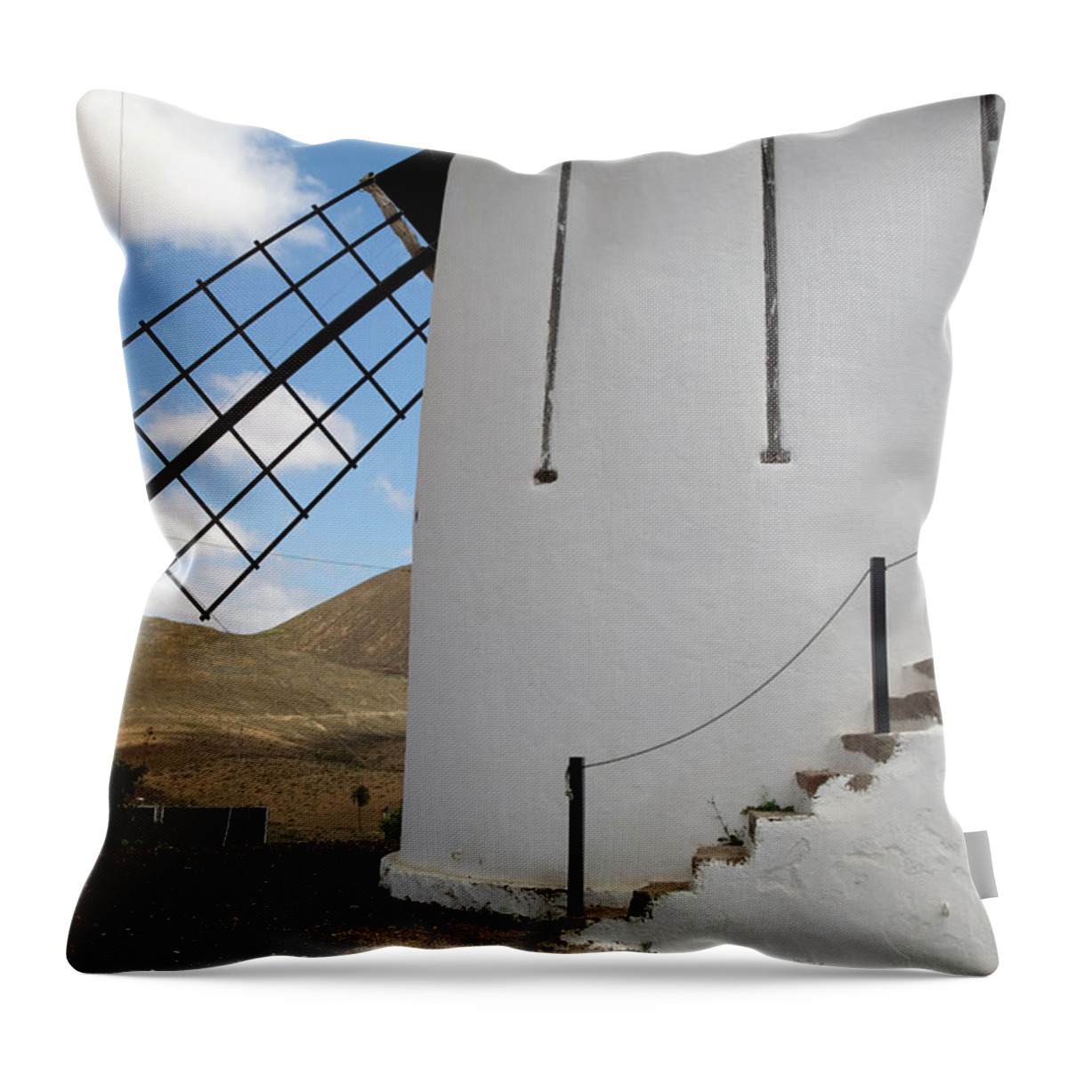 Fuerteventura Throw Pillow featuring the photograph Old Windmill Of Tiscamanita by Roel Meijer