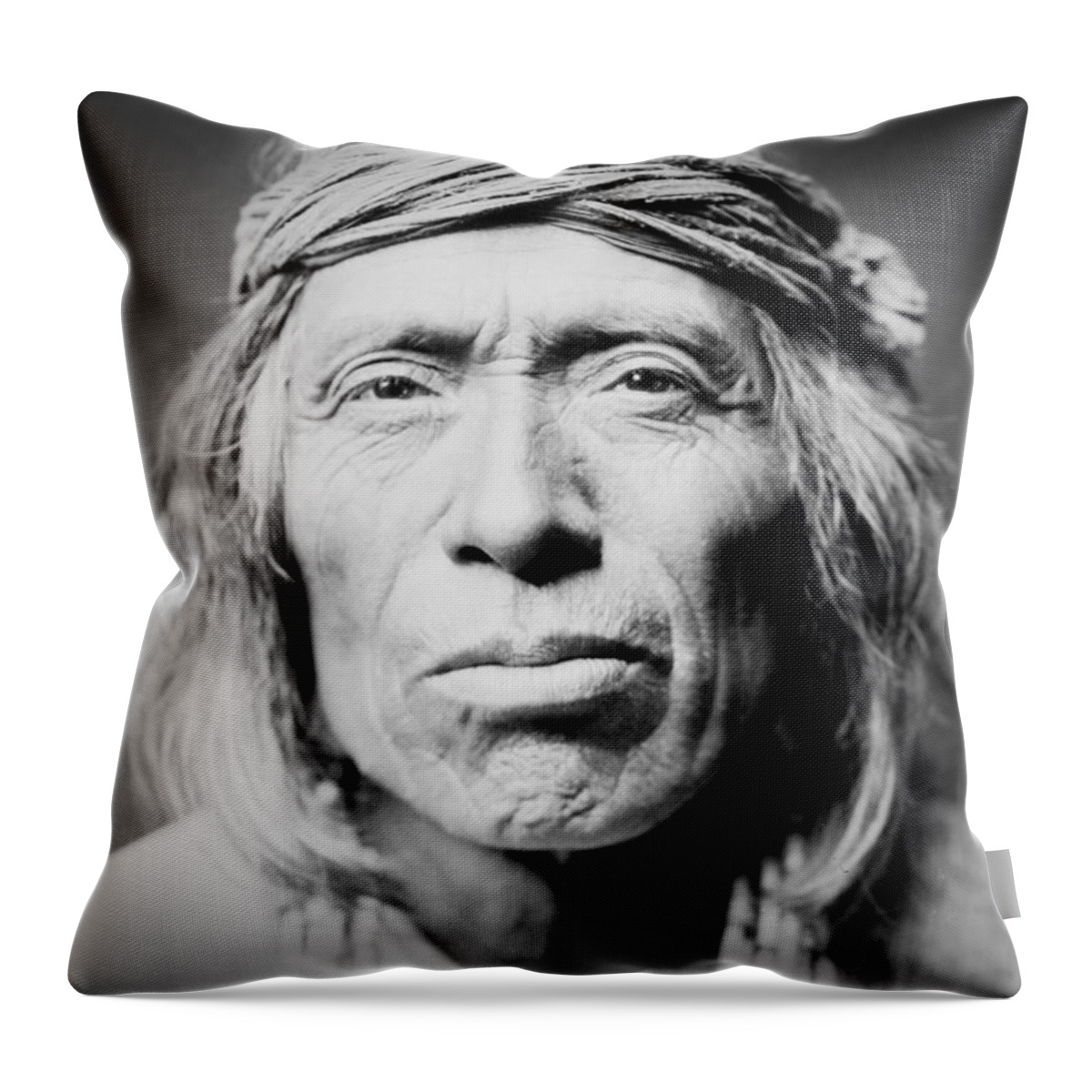 1903 Throw Pillow featuring the photograph Old Zuni Man circa 1903 by Aged Pixel