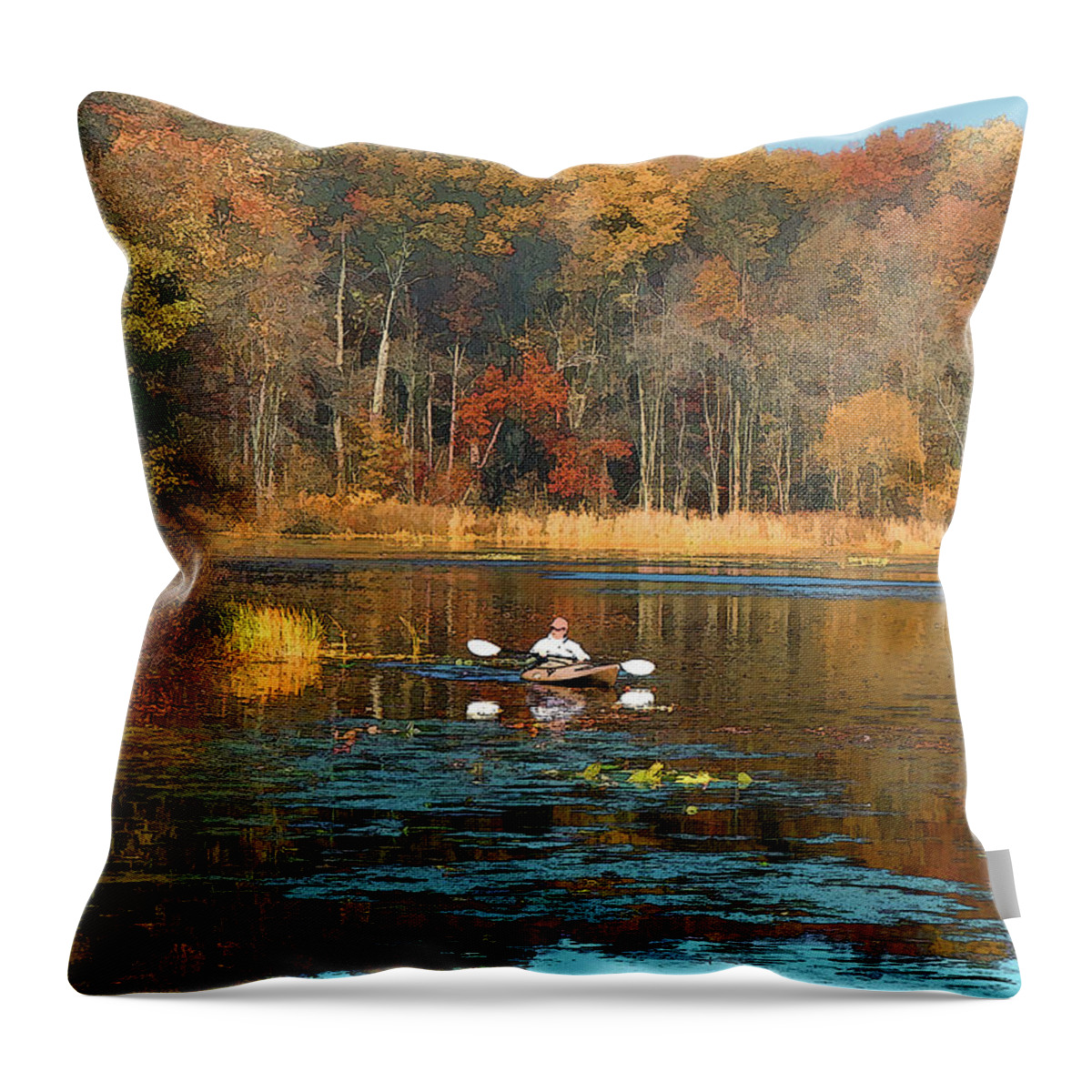 Nature Throw Pillow featuring the photograph On Golden Pond by Geoff Crego